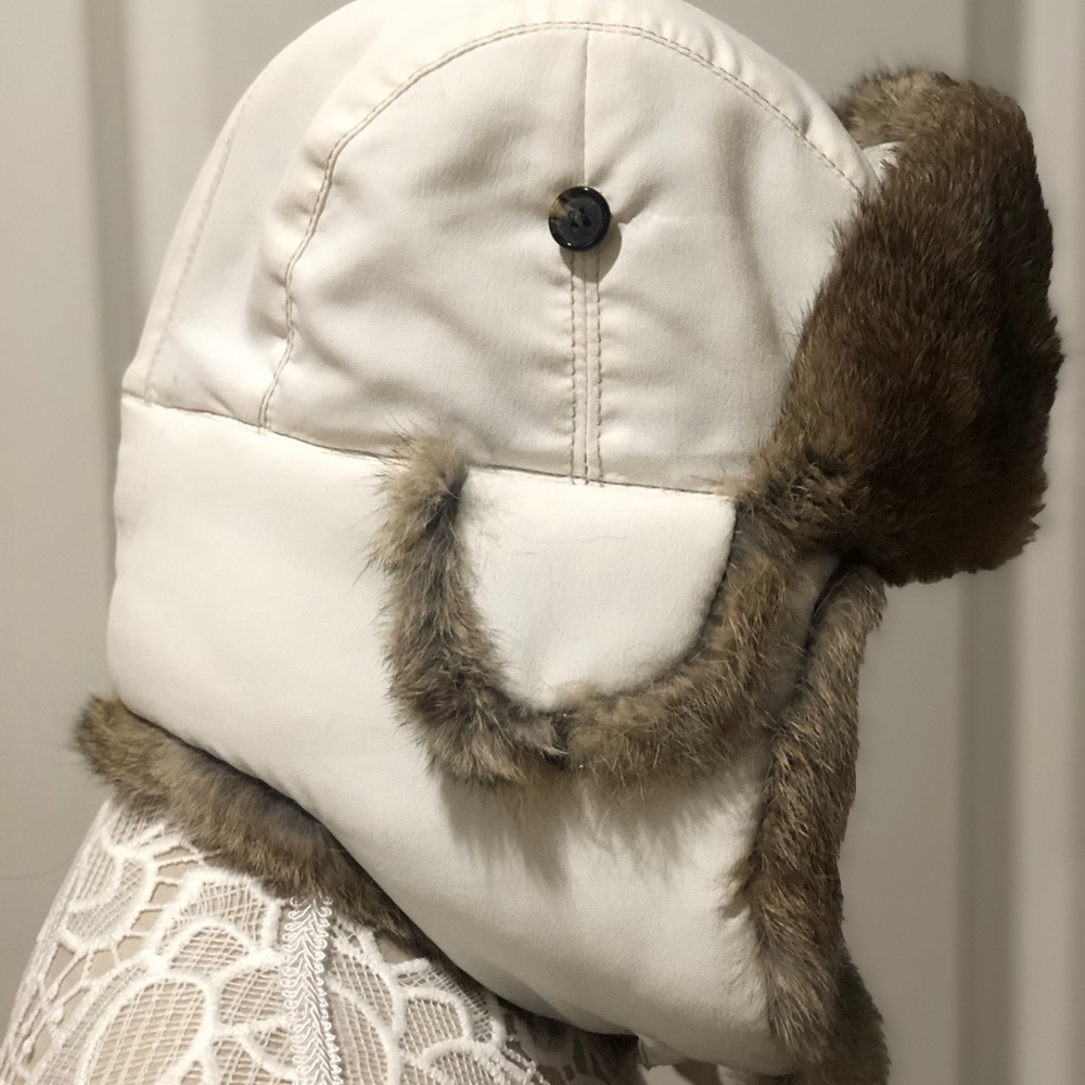 Must have winter white hat with  rabbit fur